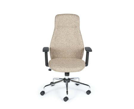 Милан / хром крестовина / черные подлокотники / бежевая ткань (Бежевый)