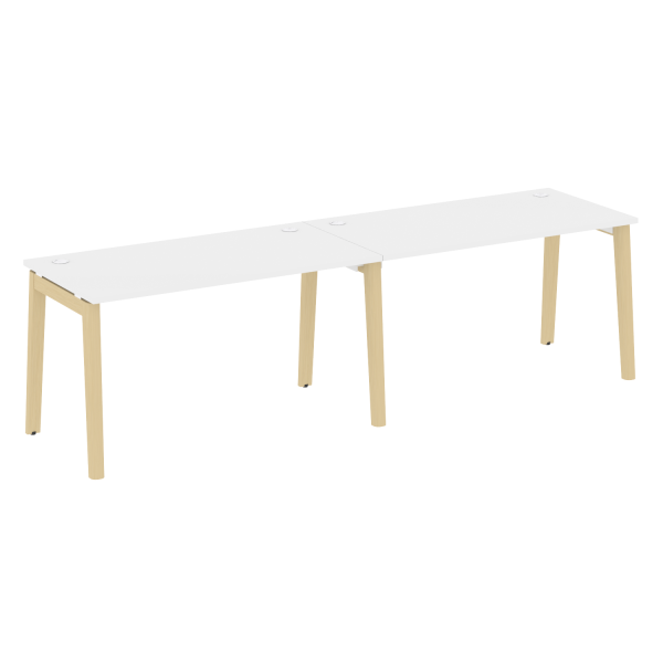 Рабочая станция на деревянных опорах Onix Wood OW.RS-2.3.7 2760x720x750 (Белый Бриллиант/Дуб Светлый)