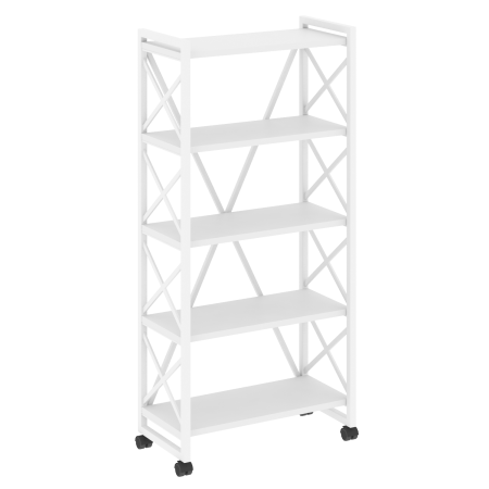 Стеллаж на колесных опорах-5 полок VR.L-MST.K-5.8 800x400x1704 (Белый Бриллиант/Белый металл)