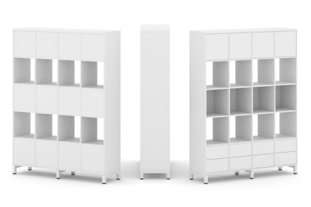 Набор стеллажа 1 сторонний, 5 ярусов SN.NS-541 (1488х400х1982) (Белый/Металл Белый)