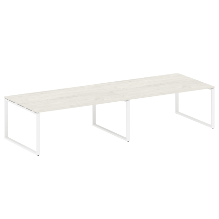 Переговорный стол 2 столешницы Metal System Style БО.ПРГ-2.5 3600x1235x750 (Дуб Наварра/Белый металл)
