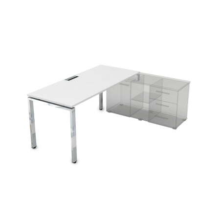 Стол рабочий, прямолинейный, правый Gloss НСТП-П.985 1800x800x750 (Белый премиумХром)