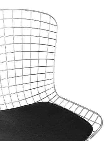 Стул обеденный Bertoia хромированный с черной подушкой (Стул кухонный Bertoia серебристый)