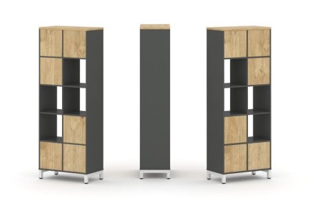 Набор стеллажа 1 сторонний, 5 ярусов SN.NS-521 (754х400х1982) (Антрацит/Тиквуд Светлый/Металл Белый)