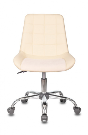 Кресло CH-350SL светло-бежевый текстиль/эко.кожа крестов. металл хром (Светло-бежевый)