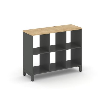 Каркас стеллажа 2 яруса SN.KS-230 (1121х400х881) (Антрацит/Тиквуд Светлый/Металл Антрацит)