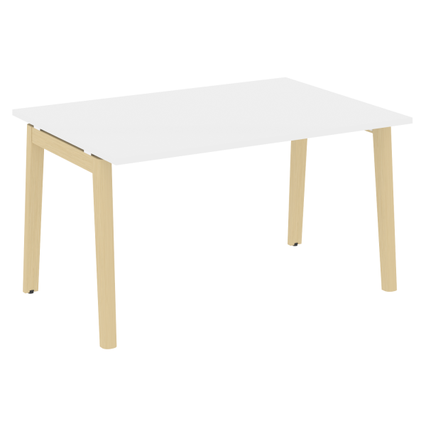 Стол переговорный на деревянных опорах Onix Wood OW.PRG-1.3 1380x980x750 (Белый Бриллиант/Дуб Светлый)