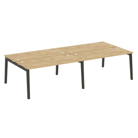 Рабочая станция на деревянных опорах Onix Wood OW.D.RS-4.4.7 3160x1475x750 (Тиквуд Светлый/Дуб Темный)