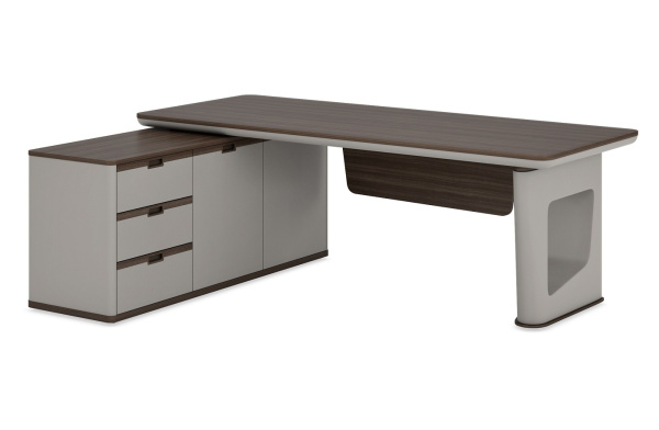 Cтол письменный с боковой тумбой (левый) AVATAR (2200х1660х760) (Шпон Эвкалипта TA61)