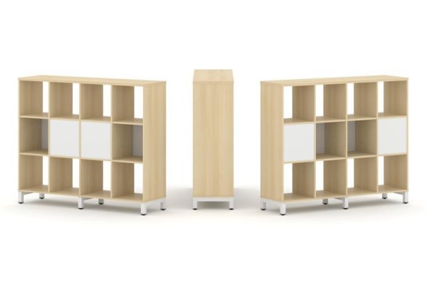 Набор стеллажа 2-х сторонний, 3 яруса SN.NSD-341 (1488х400х1248) (Акация Лорка/Белый/Металл Белый)