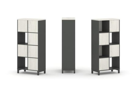 Набор стеллажа 1 сторонний, 4 яруса SN.NS-421 (754х400х1615) (Антрацит/Дуб Наварра/Металл Антрацит)