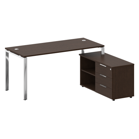 Стол для руководителя с тумбой правый БГ.СРТ-4.7 (R) 1700x1520x750 (Венге Цаво/Нерж. Сталь)