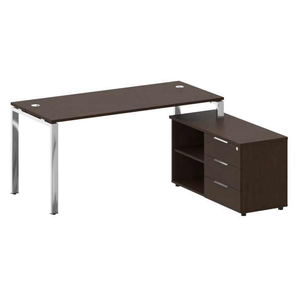 Стол для руководителя с тумбой правый БГ.СРТ-4.7 (R) 1700x1520x750 (Венге Цаво/Нерж. Сталь)