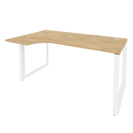 Стол эргономичный левый на О-образном м/к Onix O.MO-SA-1L 1580x980x750 (Тиквуд Светлый/Белый Металл)