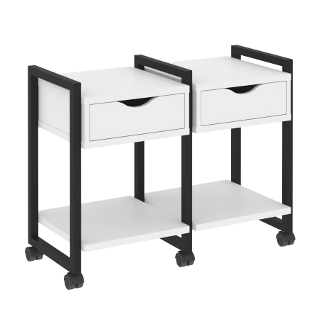 Тумба на колесных опорах наборная VR.L-TN-1.K 970x460x767 (Белый Бриллиант/Черный металл)