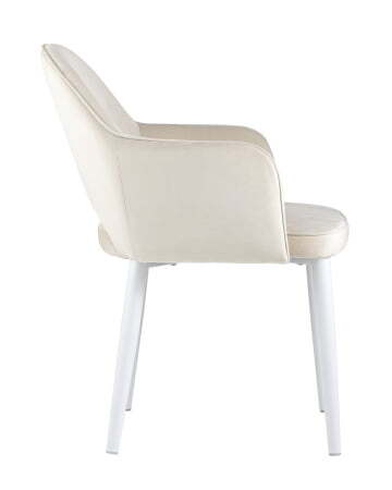 Стул Венера велюр кремовый ножки белые (Стул Венера кремовый)