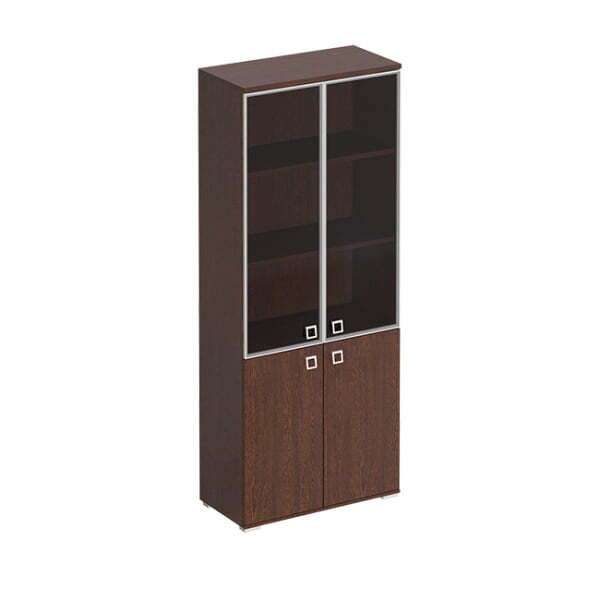 Шкаф для документов со стеклянными тонированными дверьми рамке Cosmo КС 306 902x442x2210 (Венге виктория)