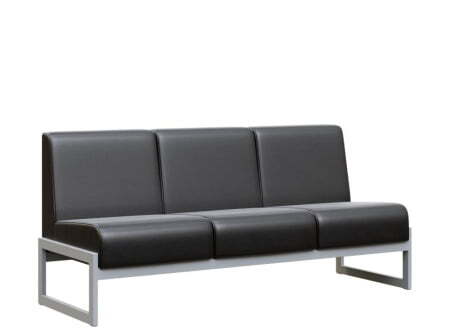 Диван трехместный MD.D3  (1855х700х700) (Oregon Черный арт.16/Серый металл)