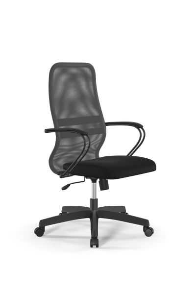Кресло для руководителя Метта Sit 8 B2-8K - X1+UMF(X1) /Uh00/Wh00/K3bL(M09.B02.G15.W01) (Светло-серый | Черный)