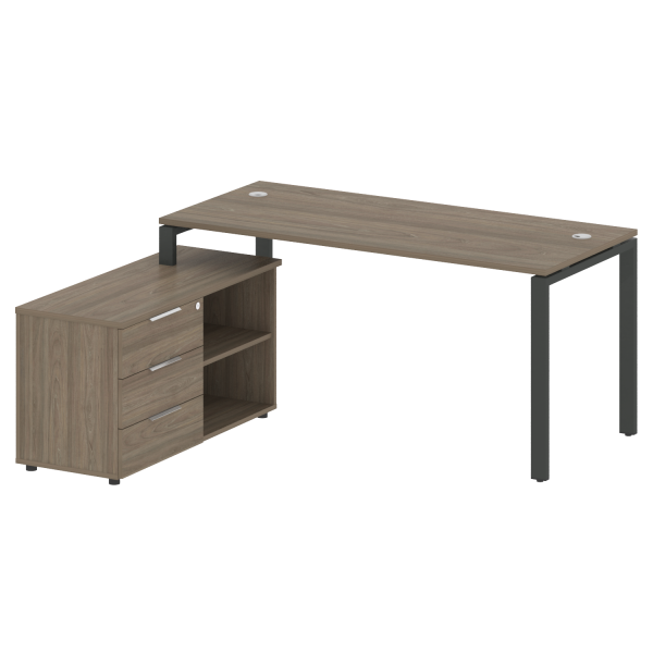 Рабочая станция с опорной тумбой левая Metal System Style БП.РС-СТС-2.4 Л 1700x1520x750 (Вяз/Антрацит металл)