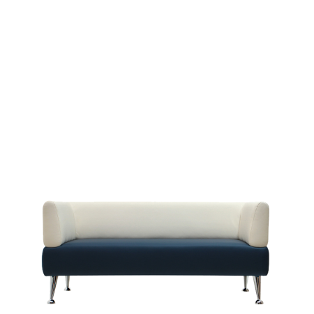 Диван офисный Норд (V-700) 2-х местный с подлокотниками (Белый/синий)