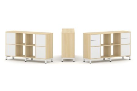 Набор стеллажа 1 сторонний, 2 яруса SN.NS-241 (1488х400х881) (Акация Лорка/Белый/Металл Белый)