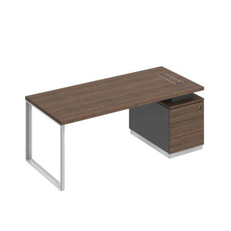 Стол руководителя на опорной тумбе левый Bravo БР 104 2000x900x750 (Дуб гладстоун / Антрацит премиум / Дуб гладстоунСерый)