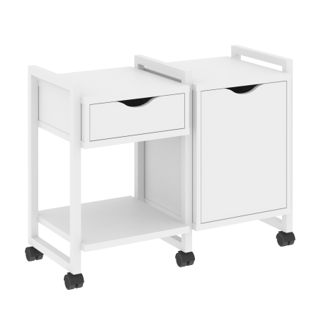 Тумба на колесных опорах наборная VR.L-TN-3.K 970x460x767 (Белый Бриллиант/Белый металл)