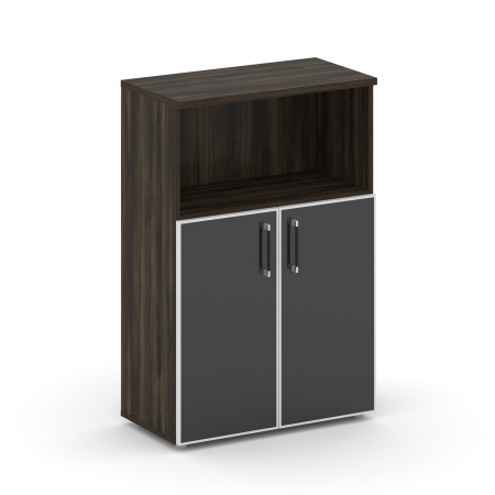 Шкаф средний широкий Shift SK.ST-2.2R white (800x420x1207) (Дуб Мали-Стекло Black)