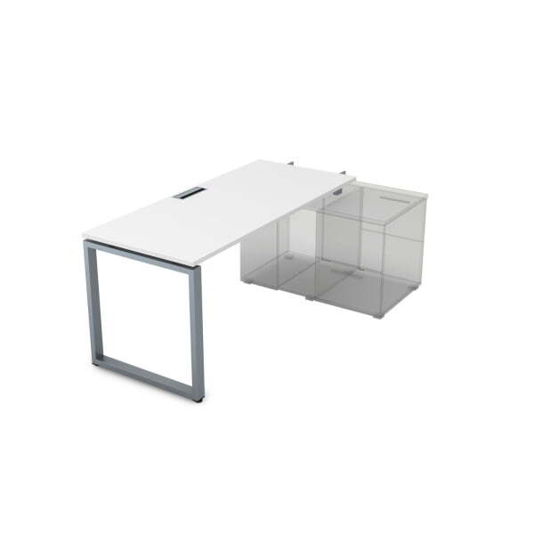 СПН-О.989 Стол системы БЕНЧ прямолинейный,для крепления на тумбу, начальный (1400x800x750) (Белый премиумСерый)