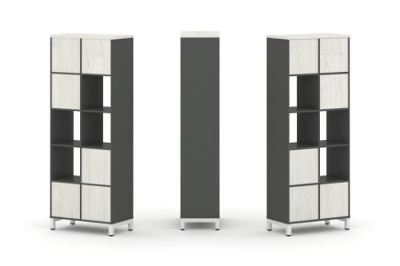 Набор стеллажа 1 сторонний, 5 ярусов SN.NS-521 (754х400х1982) (Антрацит/Дуб Наварра/Металл Белый)