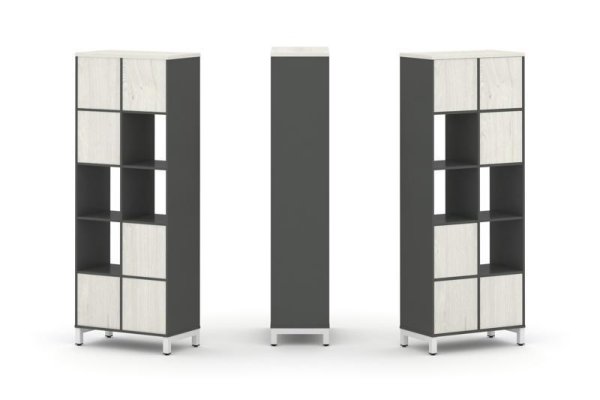 Набор стеллажа 1 сторонний, 5 ярусов SN.NS-521 (754х400х1982) (Антрацит/Дуб Наварра/Металл Белый)