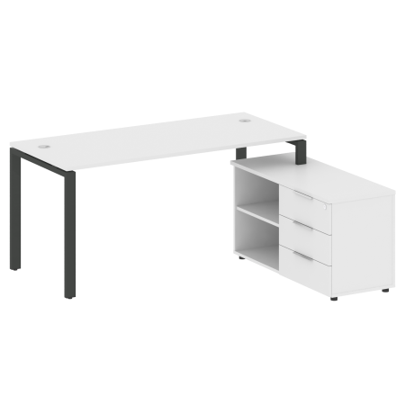 Рабочая станция с опорной тумбой правая Metal System Style БП.РС-СТС-2.4 Пр 1700x1520x750 (Белый/Антрацит металл)