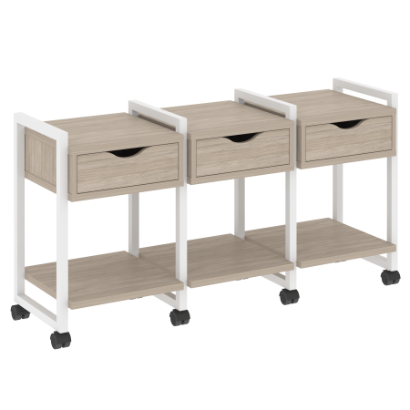 Тумба на колесных опорах наборная VR.L-TN-4.K 1440x460x767 (Дуб Аттик/Белый металл)