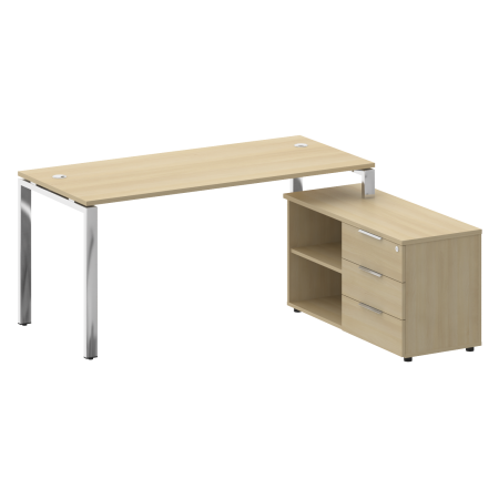 Стол для руководителя с тумбой правый БГ.СРТ-4.7 (R) 1700x1520x750 (Акация Лорка/Нерж. Сталь)