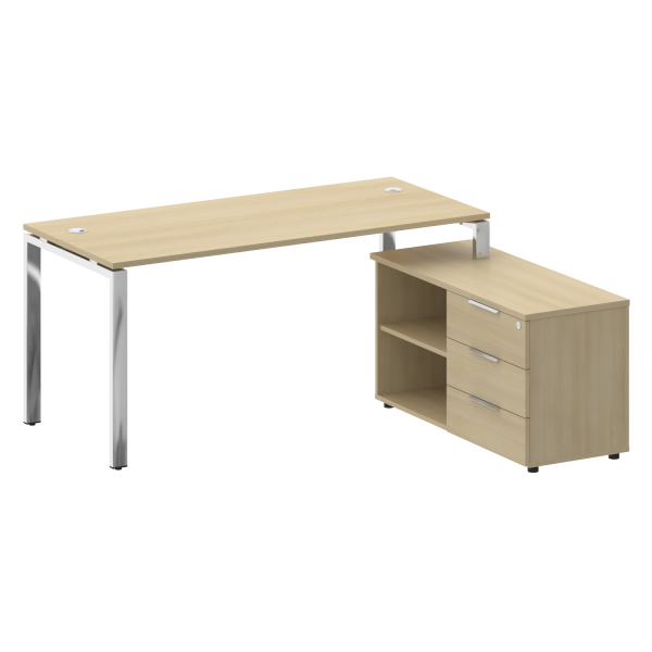 Стол для руководителя с тумбой правый БГ.СРТ-4.7 (R) 1700x1520x750 (Акация Лорка/Нерж. Сталь)