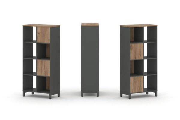 Набор стеллажа 2-х сторонний, 4 яруса SN.NSD-421 (754х400х1615) (Антрацит/Дуб Табак/Металл Антрацит)