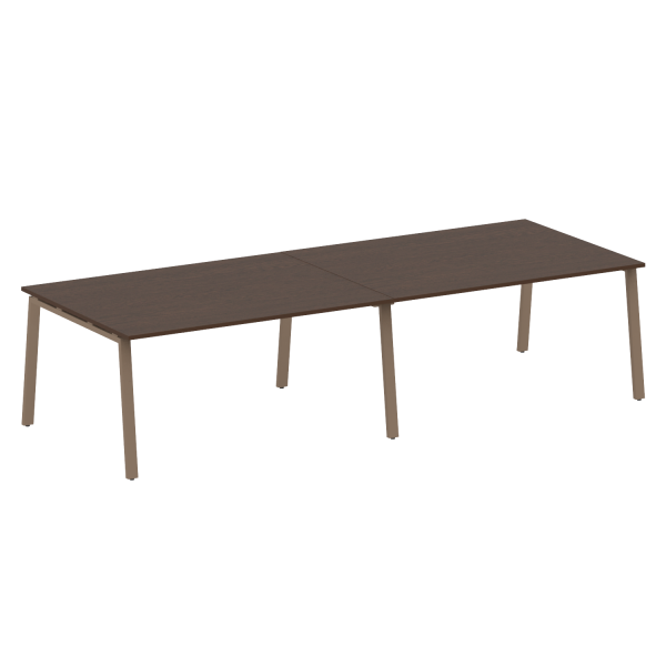 Стол для переговоров (2 столешницы) на А-образном м/к Metal System Style БА.ПРГ-2.4 3200x1235x750 (Венге Цаво/Мокко металл)