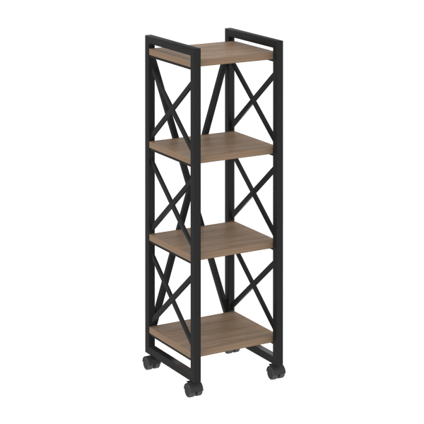 Стеллаж на колесных опорах-4 полки VR.L-MST.K-4.4 400x400x1334 (Дуб Аризона/Черный металл)