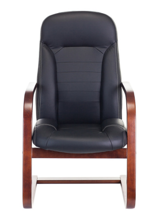 Кресло T-9923WALNUT-AV черный кожа полозья дерево коричневый (Черный)