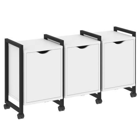 Тумба на колесных опорах наборная VR.L-TN-5.K 1440x460x767 (Белый Бриллиант/Черный металл)