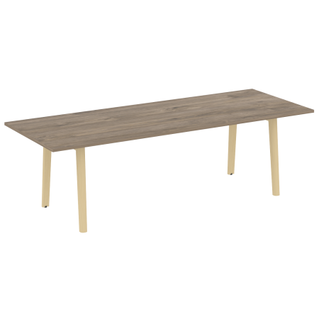 Стол переговорный на деревянных опорах Onix Wood Direct OW.PRG-25 2580x980x750 (Тиквуд Темный/Дуб Светлый)