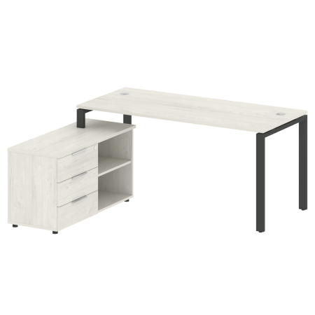 Рабочая станция с опорной тумбой левая Metal System Style БП.РС-СТС-2.4 Л 1700x1520x750 (Дуб Наварра/Антрацит металл)