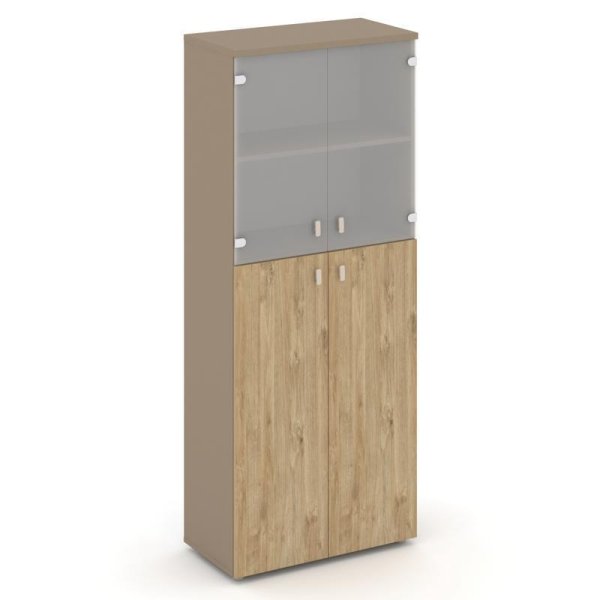 Шкаф высокий широкий ES.ST-1.7 (800х420х1977) (Латте/Тиквуд Светлый/Сатин матовый)