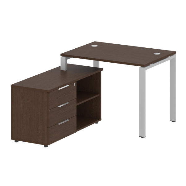 Рабочая станция с опорной тумбой левая Metal System Style БП.РС-СТС-2.1 Л 1100x1520x750 (Венге Цаво/Серый металл)