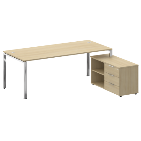 Стол для руководителя с тумбой правый БГ.СРТ-6.9 (R) 2100x1720x750 (Акация Лорка/Нерж. Сталь)